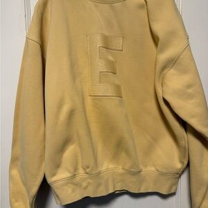 Boys Essentials Fear of God Yellow Crewneck Sweater with Embroidered E